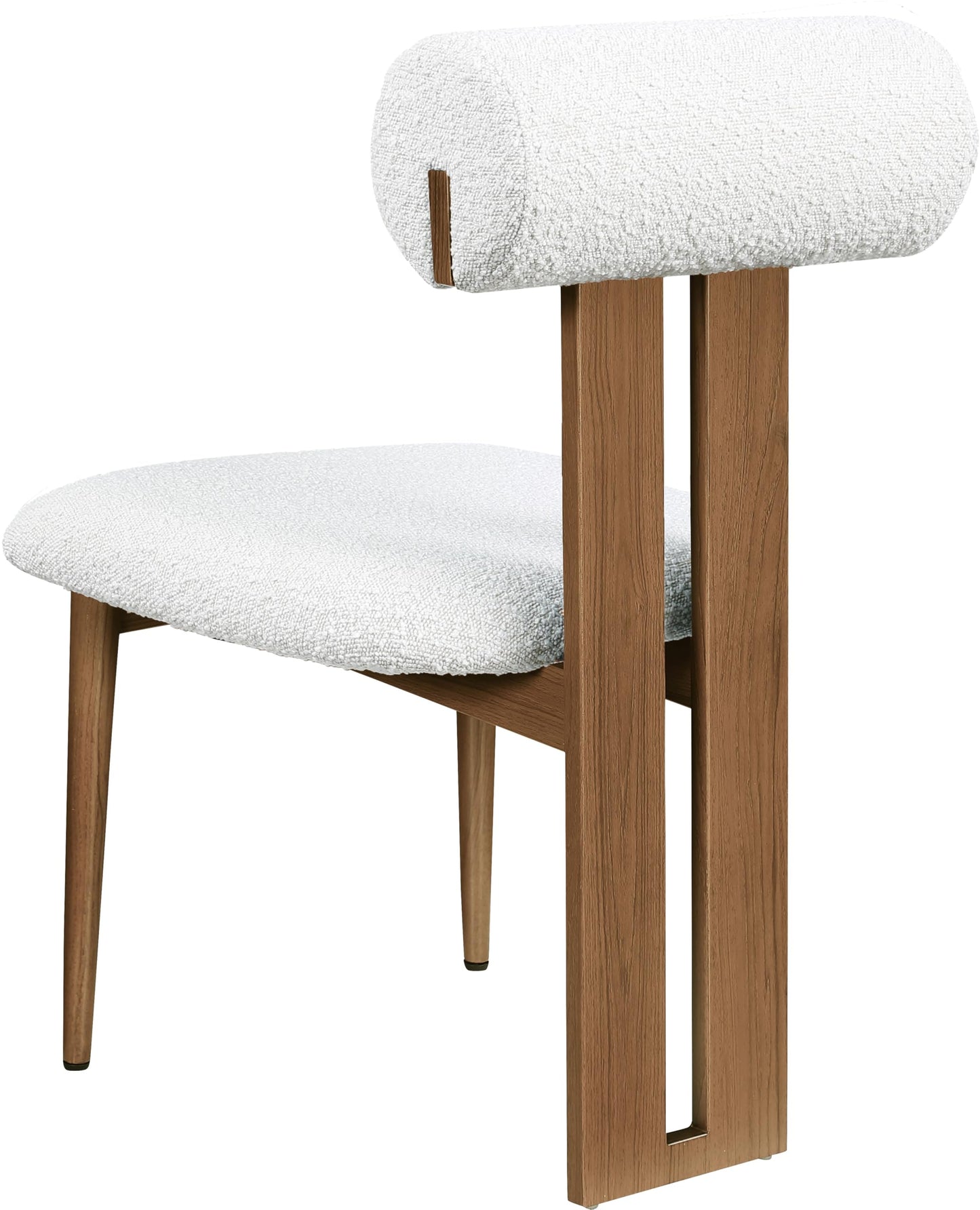 Meridian Furniture 916Cream-C Dario Collection Modern | Contemporary Dining Chair with Rich Cream Boucle Fabric, Dark Walnut Wood Look Metal Frame, 19.5" W x 24.5" D x 33.5" H, Cream, Set of 2