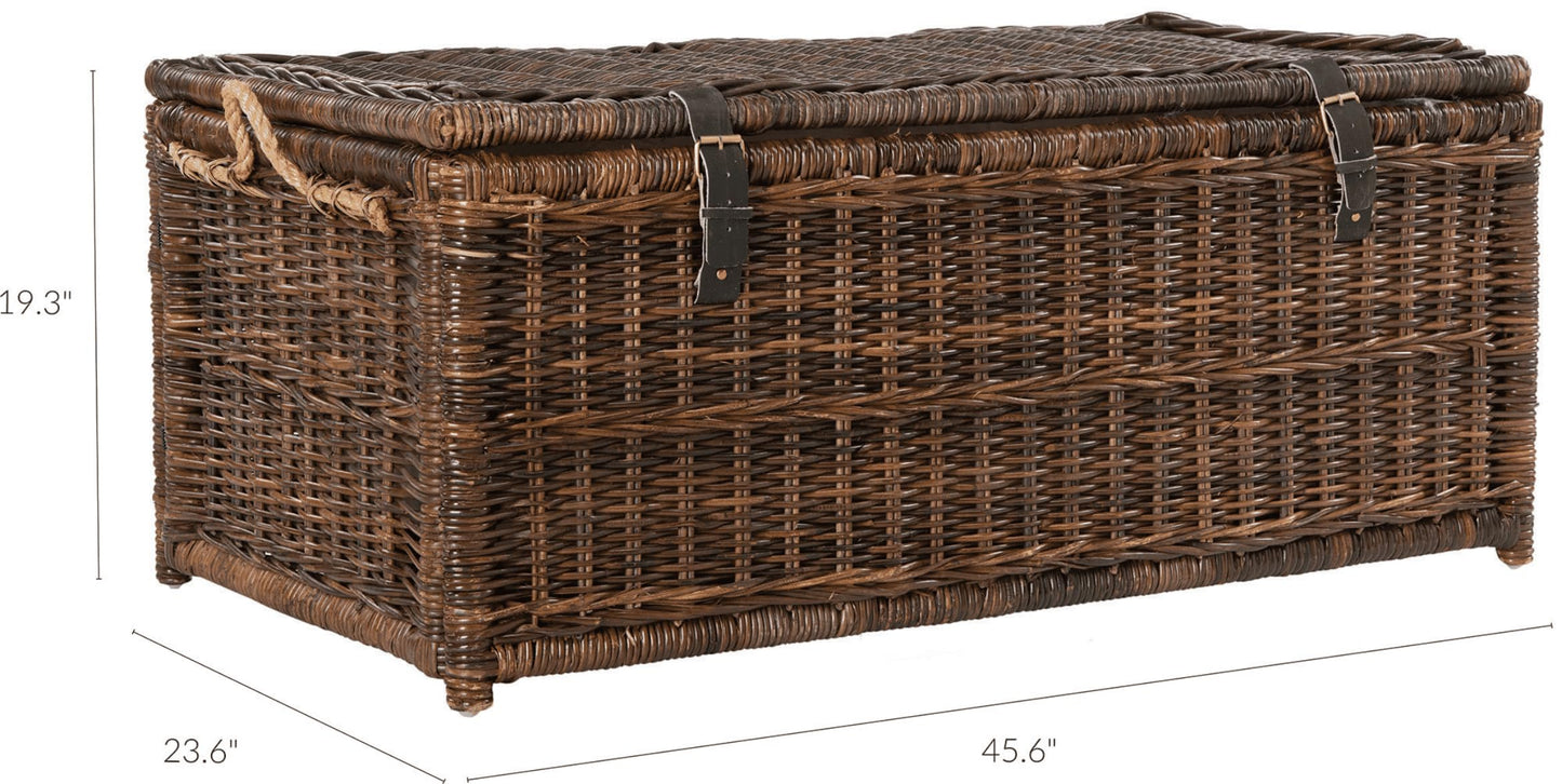 happimess HPM9000B Caden 46" Wicker Storage Trunk, Collapsible for flat storage, Rattan-Sarang Buaya, Coastal for Office, Dorm Room-LivingRoom, Bedroom, Dining Room, Brown
