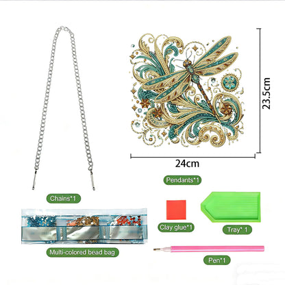 LPDJITO Dragonfly Diamond Painting Kits Hanging Pendant, Flower & Dragonfly Crystal Diamond Art Hanging Sign, Double-Sided Pattern Craft Ornament for Home Decoration and Gift