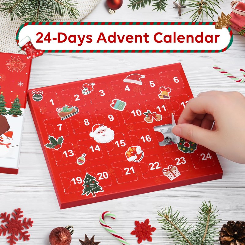 Christmas Advent Calendar Bracelets 2026 for Girls, 24 Days Xmas Countdown DIY Jewelry Kit with 22 Charm Beads and 2 Adjustable Bracelets Gift for Kids Teens Women