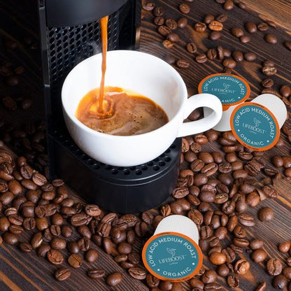 Lifeboost Medium Roast Coffee K-Cups - Low Acid, Mold-Free, Organic Pods | Compatible with Keurig - 10 Count