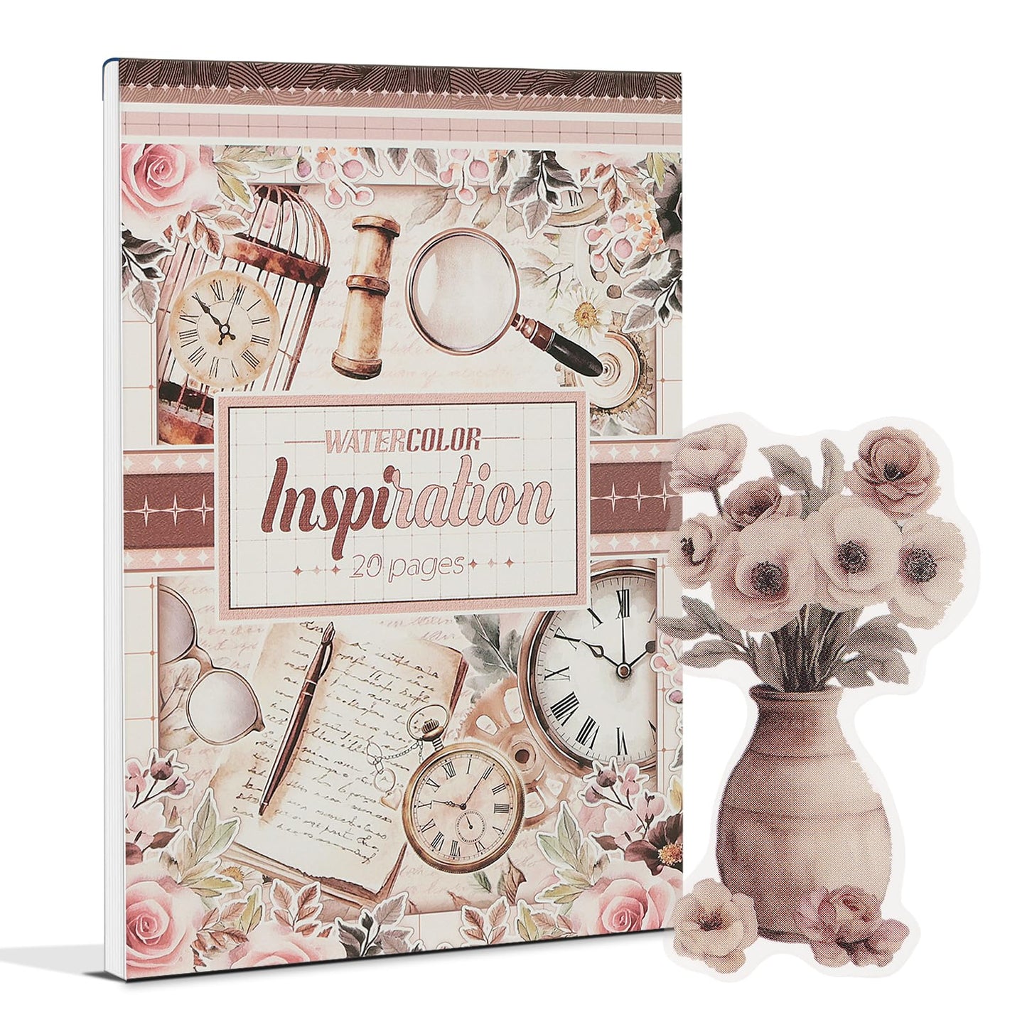 Snycler Plain Inspiration Theme Sticker Scrapbooking Supplies for Junk Journal, 20 Sheets PET Stickers - Vintage Journaling Stickers, Ephemera Sticker Book Pre Cut, Planner, Junk Journal Supplies