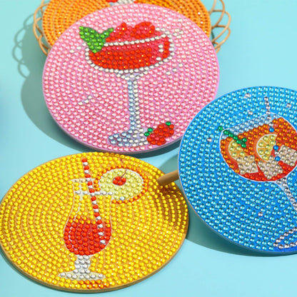 Dlylust 8 PCS Cocktail Diamond Art Coasters Kits, Diamond Painting Coasters with Holder Set of 8, DIY Drink Art Crafts Supplies for Adults Cup Mat House Warming Gifts Non-Slip 3.9inch