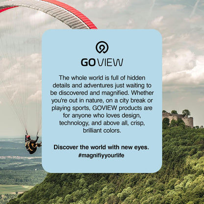 GOVIEW ZOOMR 10x34 Binoculars for Adults | Lightweight | BAK4 Prism with Fully Multi-Coated Optics | Smartphone Adapter Compatible | Waterproof IPX5/6 PORTR™ Strap with Easy Click Closure - Miami Blue
