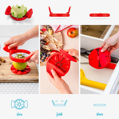 Dreamfarm Flapple Fold-Flat, Space-Saving Apple Corer & 8-Piece Apple Slicer - Red