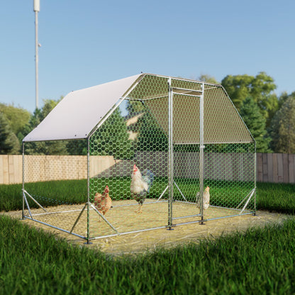 KEIKI Large Metal Chicken Coop, Metal Chicken Run, Farm Poultry Run Hutch Hen House, Heavy Duty Outdoor Walk-in Chicken Pen for Poultry Duck Rabbit, 9.94ft x 6.46ft x 6.36ft