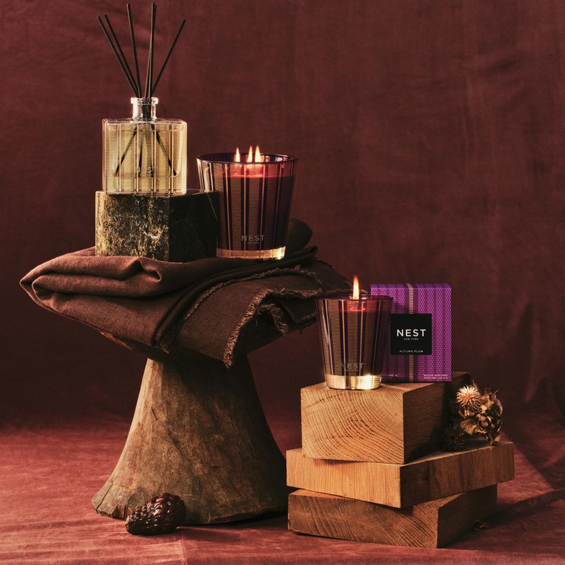 NEST New York Scented Classic Candle, Autumn Plum - 8.1 oz - Up to 60-Hour Burn Time - Reusable Glass Vessel