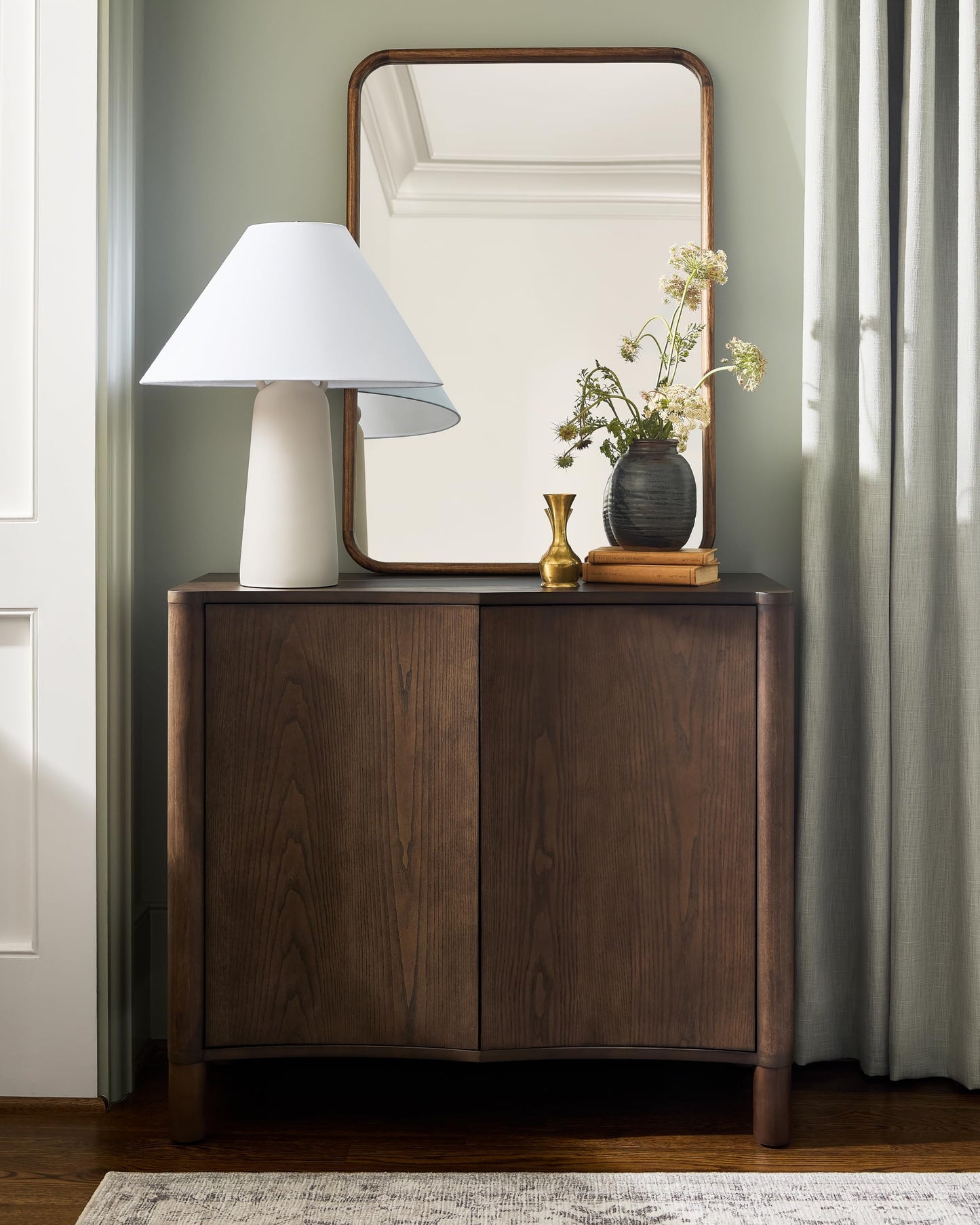Livabliss x Becki Owens Traditional Sonador Cabinet, Dark Brown, 32" H 36" W 16" D