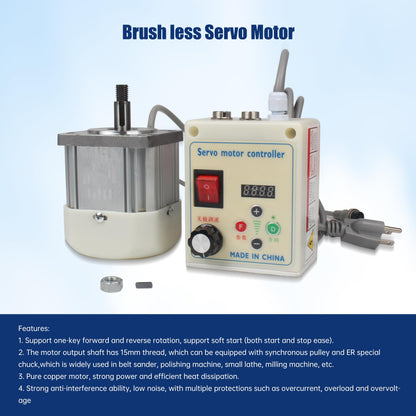 RATTMMOTOR 750W Permanent Magnet Brushless Servo Motor Max Speed 6500rpm/min with Servo Motor Speed Controller for Woodworking Machine/Lathe/Drilling and Tapping Machine/Reducer/Belt Sander (110V)