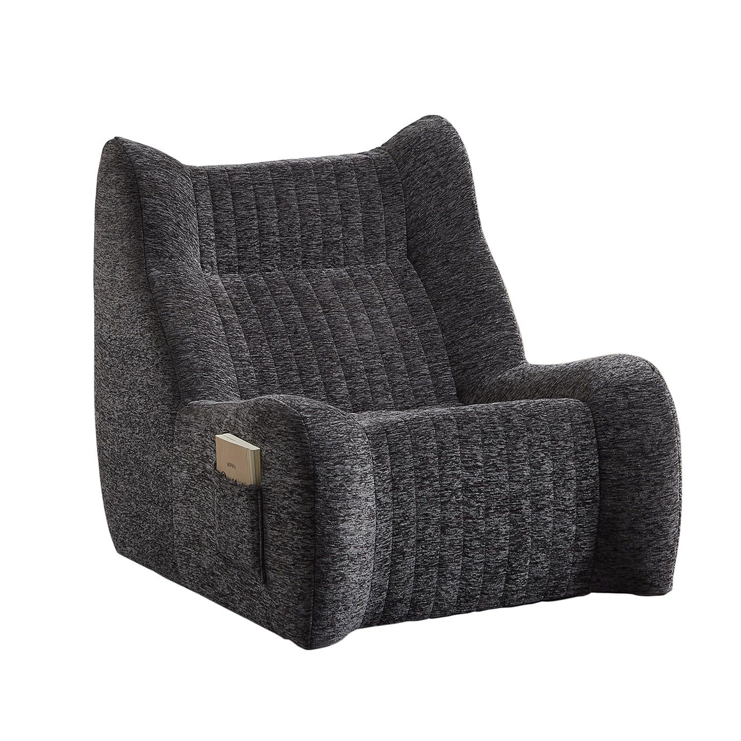 Oversized Bean Bag Chair with Armrests for Adults,Chenille Lounger Filled High Resilience Foam,Lazy Floor Sofa Seat, Reading Gaming Accent Furniture Living Room Bedroom Office Dorm Apartment (Grey)