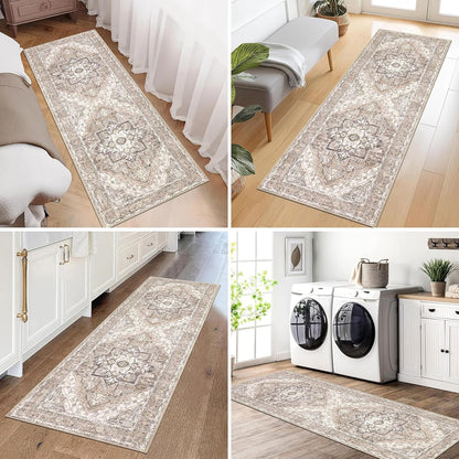 Pauwer 2x6 Non Slip Runner Rug, Boho Washable Carpet for Hallway Vintage Entryway