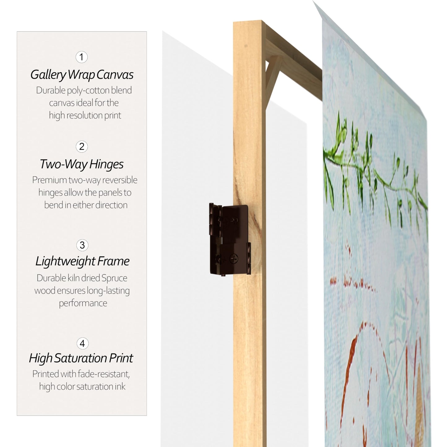 Red Lantern 5 ft. Tall Winter's Peace Canvas Room Divider 5 Panel Freestanding Folding Privacy Screen, Partition, and Separator for Modern and Contemporary Bedroom, Home Office, Studio, Dorm