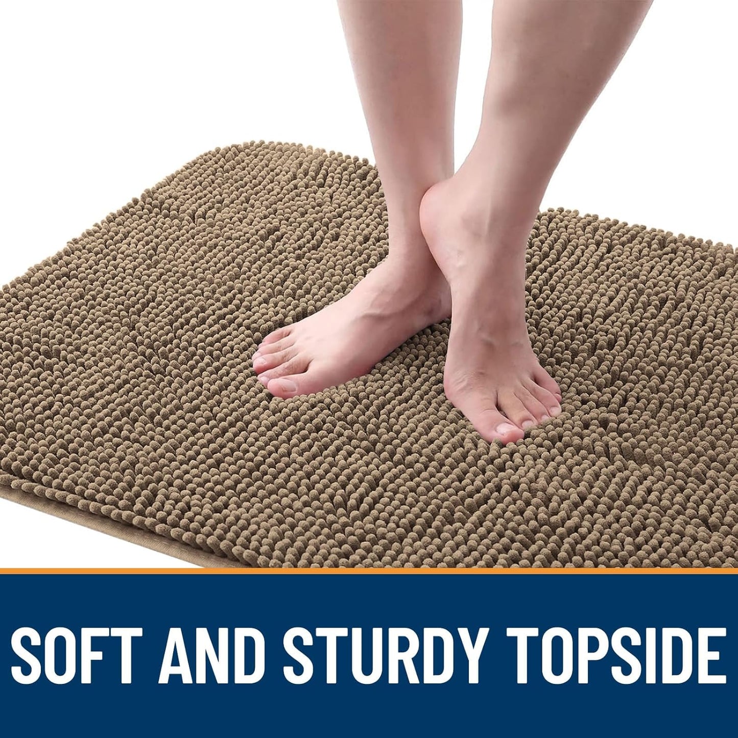 OLANLY Dog Door Mat - Absorbent Non-Slip Chenille for Muddy Paws | 44x24 Tan Indoor Entryway Carpet