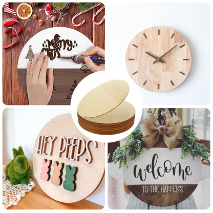 SHUESS 25PCS Wood Circles for Crafts 12 Inch Wood Rounds for Crafts, Unfinished Wooden Signs Wood Blanks Round Wooden Discs for DIY Christmas Home Decor Painting Door Hanger Design