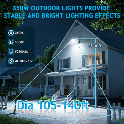 Dream Eeve 350W LED Parking Lot Light Dusk to Dawn Photocell 5000K Commercial Outdoor Area Light IP65 Waterproof 100-277V 52500LM Wall Mount