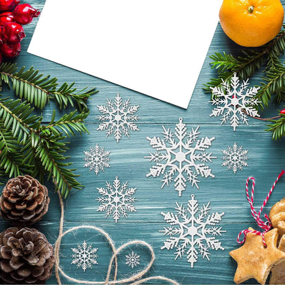 110 Pieces Tmflexe White Plastic Snowflakes Ornaments for Christmas Decoration, 6 Sizes DIY Art Crafts