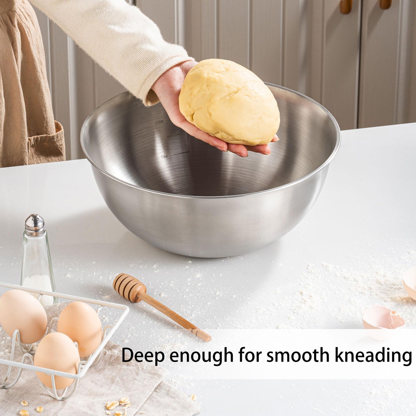 304 Stainless Steel Kitchen Colander Set, 3.5QT Colander with Handle and Bowl, 40 Mesh Fine Strainer, Fast Draining for Rice, Pasta, Fruits & Vegetables, Dishwasher Safe