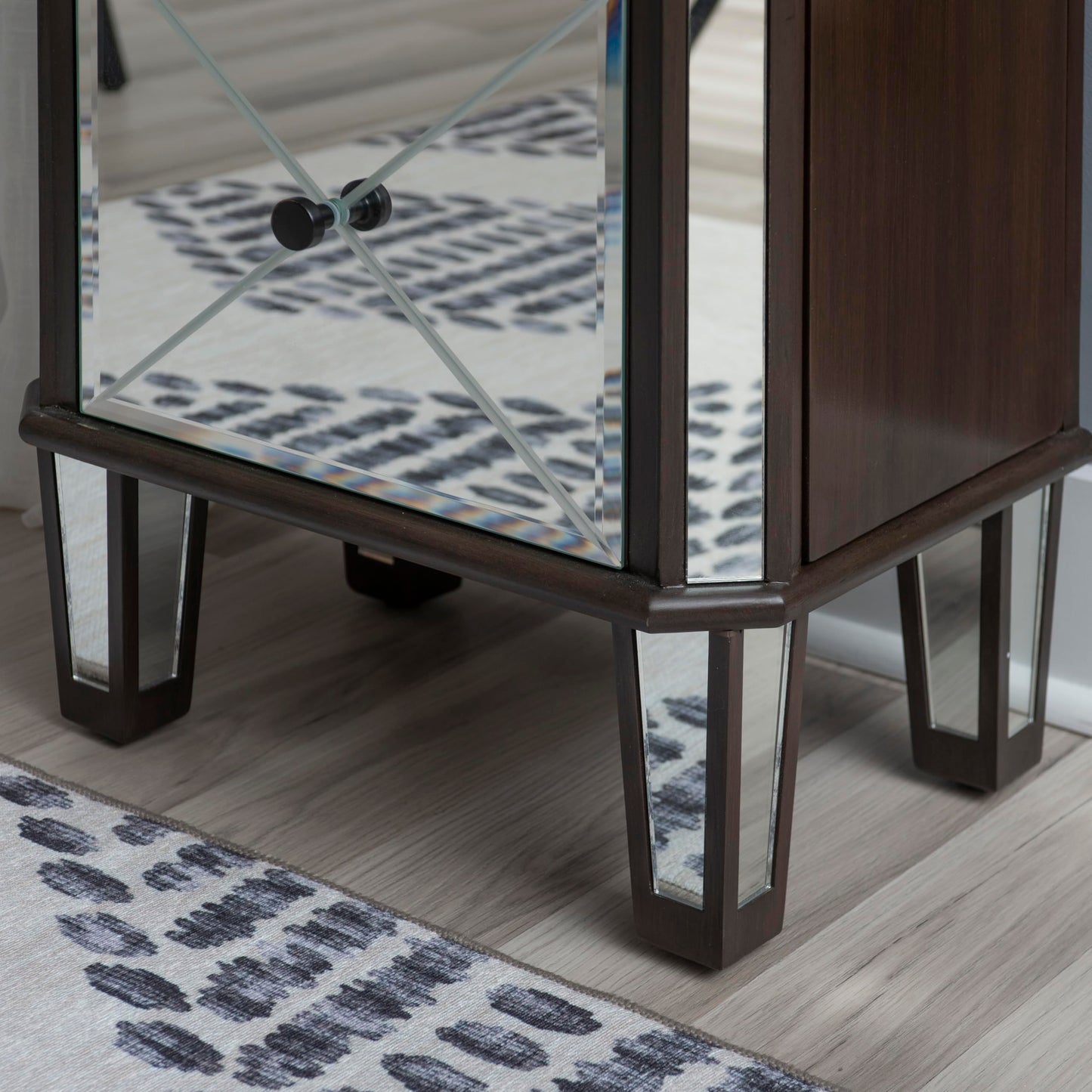 Powell Elsie Dark Espresso Wooden Jewelry Armoire with Mirrored Front