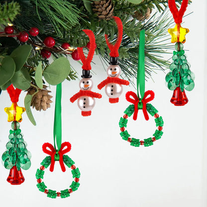 KIMOBER 36 Sets Christmas Crafts Beaded Ornament Kit,12 Wreath,12 Snowman,12 Christmas Tree Xmas Holiday Tree Decorations(Assembly Needed)