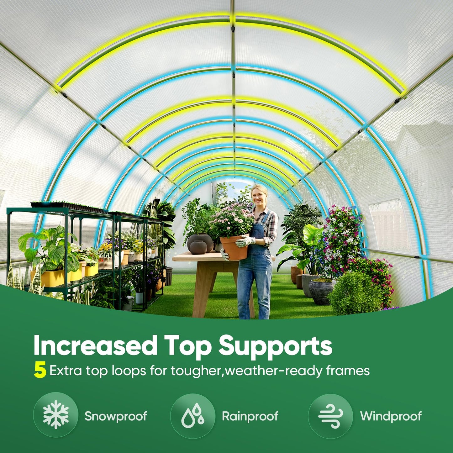 Quictent 25x10x6.6 FT Premium Greenhouse for Outdoors with 2 Door Frames, Reinforced Top Structure & Cover, Large Heavy Duty Walk-in Tunnel Hoop Green House for Garden Backyard Flower Winter, White