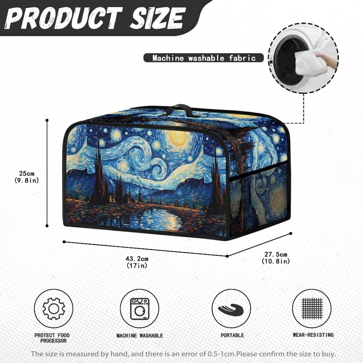 Starry Night Slow Cooker Cover with Mesh Pocket and Top Handle, Small Appliance Cover for Home Kitchen Decor