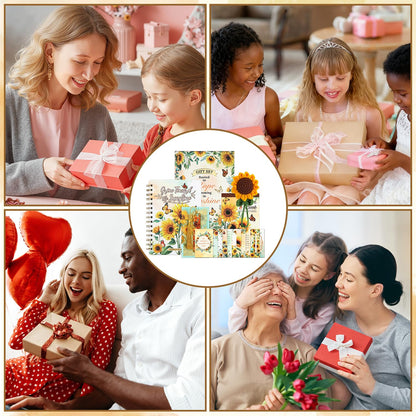 Sunflower Planner Gift Set for Women - 1 Sticker Book of 600+ Stickers, 1 Weekly Planner, 1 Crochet Keychain, 1 Metal Bookmark, 12 Prayer Cards, Gift for Women Men Teens Christian Birthday Mothers Day