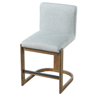 Christopher Knight Home Morant Counter Height Bar Stools Set of 2, 24" Wood Bar Stool for Kitchen Island, Modern Upholstered Kitchen Island Chairs with Wood Frame and Metal Footrest, Light Grey+Walnut