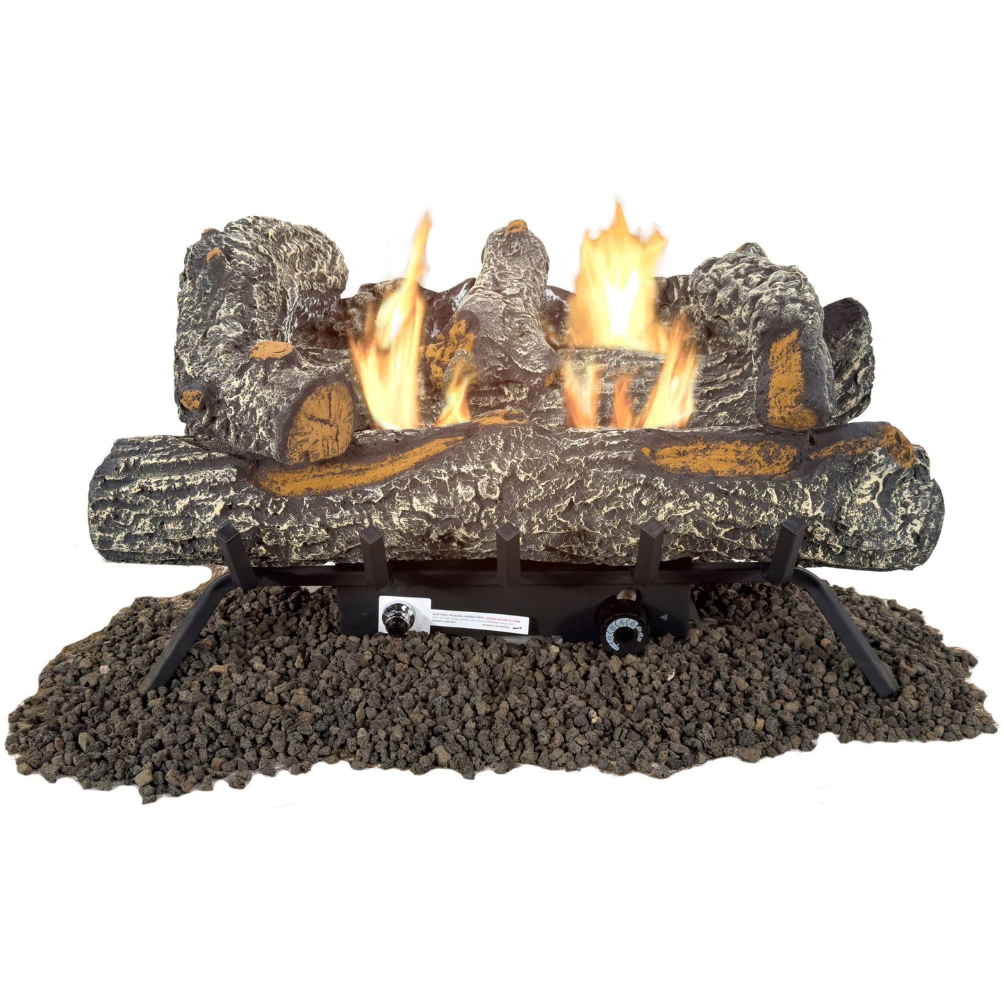 Comfort Glow 24" Vent Free Gas Log Set, Dual Fuel, 30,000 BTU with Adjustable Thermostat Knob, Heats Up to 1,000 Sq Ft Area, Black Forest Logs - GLD2460T