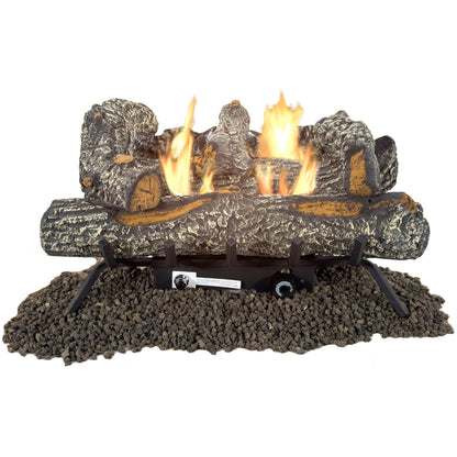 Comfort Glow 24" Vent Free Gas Log Set, Dual Fuel, 30,000 BTU with Adjustable Thermostat Knob, Heats Up to 1,000 Sq Ft Area, Black Forest Logs - GLD2460T