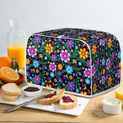 Floral 2 Slice Toaster Covers, Anti-Sputtering Dust Cover, Small Washable Kitchen Appliance Protector