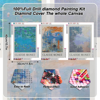 GOUOYANA Diamond Art Kits for Adults - 3 piece, Full Drill Landscape Diamond Painting Kits for Beginners, DIY Full Rhinestone 5D Diamond dots (Gemstone Craft), Home Wall Decoration (12x16 inch)