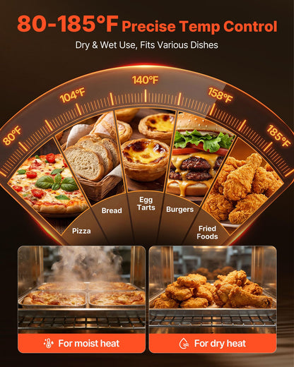 VEVOR Electric Hot Box Food Warmer, 5-Tier Commercial Warming Cabinet with Water Tray, Single-Door and Adjustable Shelves, Stainless Steel Food Warmer Cabinet, for Restaurant, Kitchen, Pizza, Chicken