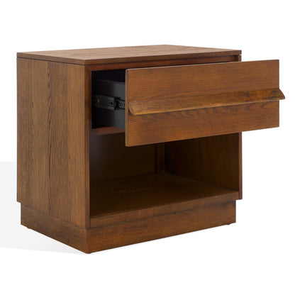 SAFAVIEH Couture Collection Deirdra Medium Oak 1-Drawer 1- Shelf Nightstand (Fully Assembled)