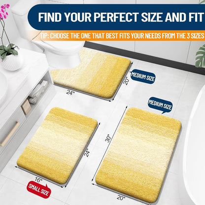 OLANLY Bathroom Rug Mat - Extra Soft Microfiber, Non-Slip Plush Shaggy Bath Carpet | 24x16, Yellow