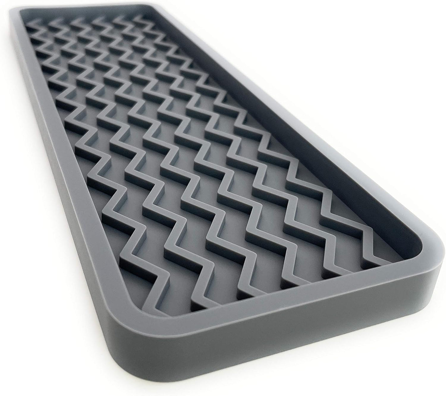 Happitasa Silicone Kitchen Sink Organizer Tray, Sponge Holder and Countertop Protector, Grey, 12" x 4"