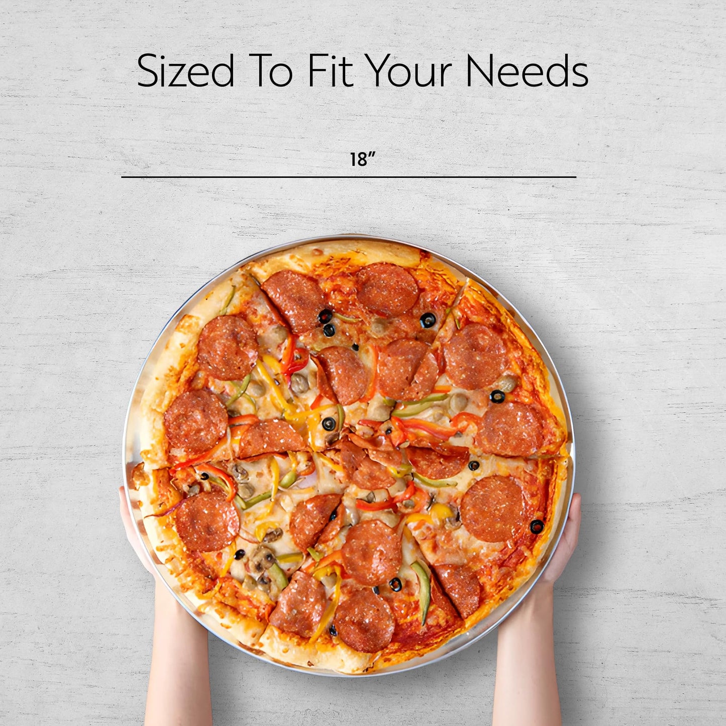 Restaurantware Met Lux 18 Inch Commercial Pizza Pan 1 Coupe Style Pizza Cooking Tray - Heavy-Duty 18-Gauge Aluminum Round Baking Tray Oven-Baking For Pizzas & More