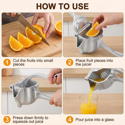 Fresh Fruit Juice Extractor, 2026 Upgrade Aluminum Hand Juicer Squeezer Lemon Juicer Manual Hand Press with Ergonomic Grip, Easy to Clean for Orange Citrus Pomegranate Lime Grapefruit Kitchen Tool