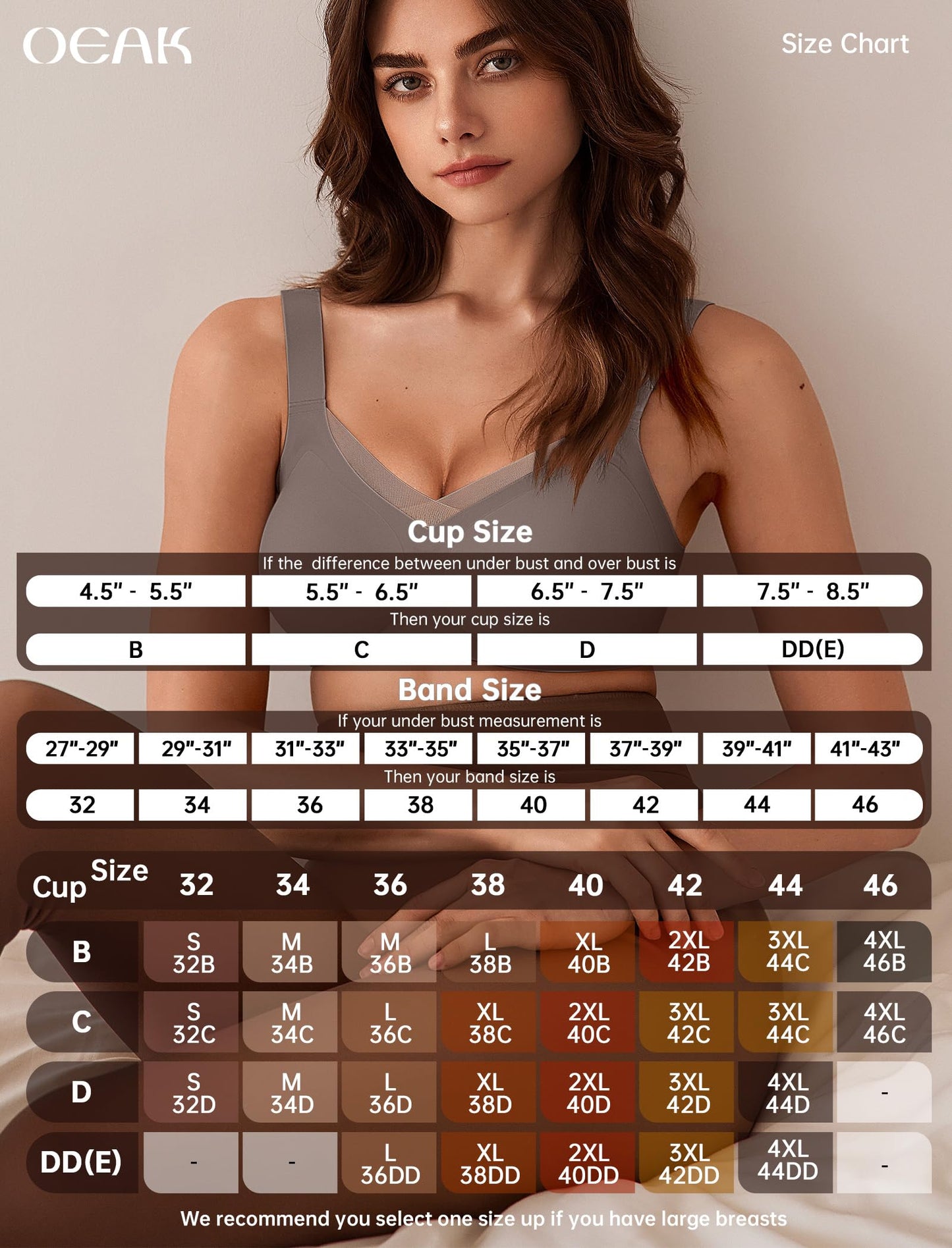 OEAK Womens Wireless Bras V Mesh Comfortable Bralette Supportive Tshirt Bra No Underwire Seamless Push Up Everyday Bras