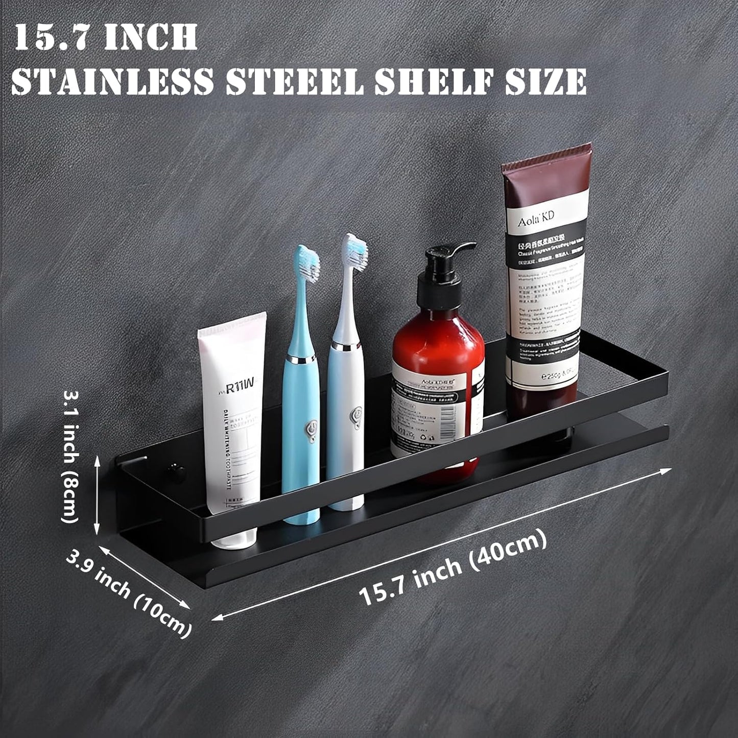 15.7inches Stainless Steel Wall Mounted Floating Shelves for Kitchen,Bathroom,Living Room Storage Shelf,Rust