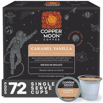 Copper Moon Coffee Pods - Caramel Vanilla Blend for Keurig K-Cup Brewers | Medium Roast, 72 Count