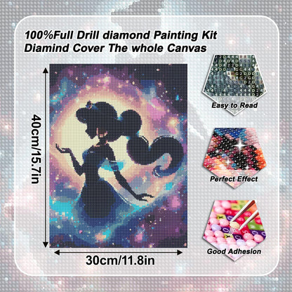 ARPADAMO 12 Pack Princess Diamond Art,Starry Sky Princess Diamond Art Kits for Adults,DIY Full Drill Diamond Painting Kit,Home Wall Decor Diamond Painting(12x16 Inch)