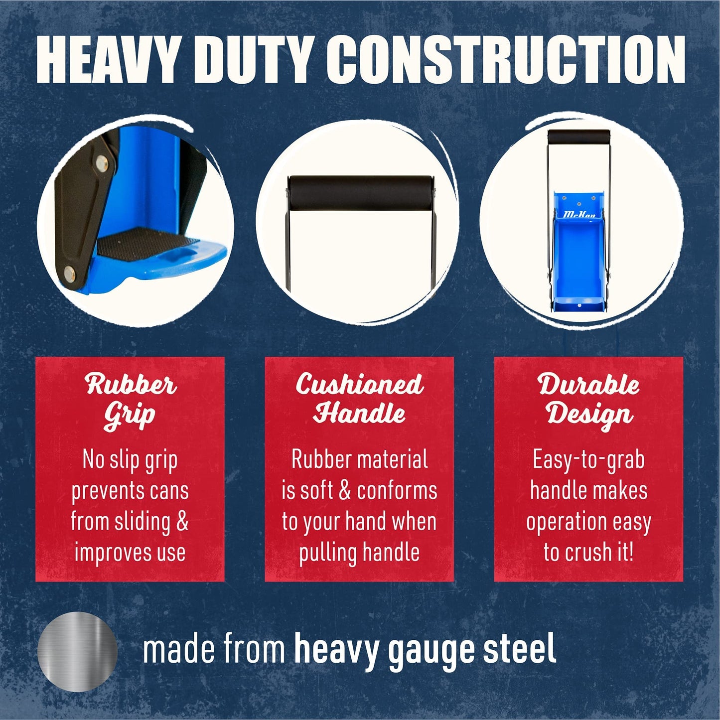 Mckay 16 Oz. and 12 Oz. Metal Can Crusher, Can Crusher Wall Mounted, Can Crushers for Recycling Wall-Mounted Smasher for Aluminum Seltzer, Soda, Beer Cans and Bottles, Gadgets for Home - Blue