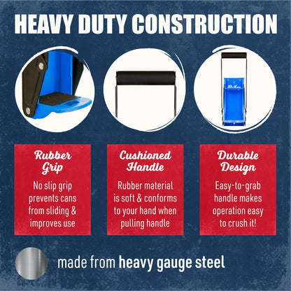 Mckay 16 Oz. and 12 Oz. Metal Can Crusher, Can Crusher Wall Mounted, Can Crushers for Recycling Wall-Mounted Smasher for Aluminum Seltzer, Soda, Beer Cans and Bottles, Gadgets for Home - Blue