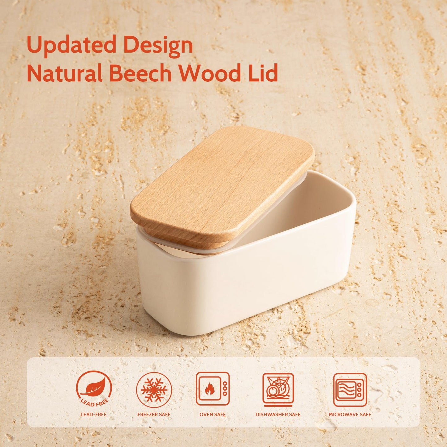 Sweese Small Butter Dish with Lid for Countertop, Airtight Butter Keeper Holds Up to 1 Sticks of Butter, Porcelain Butter Container for Kitchen Decor and Accessories for Kitchen Gift, White