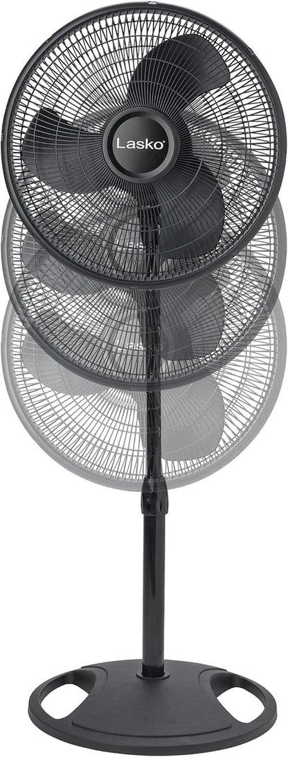 Lasko 2521 16-Inch Quiet Oscillating Pedestal Fan - 3-Speed Adjustable for Home & Office, Black