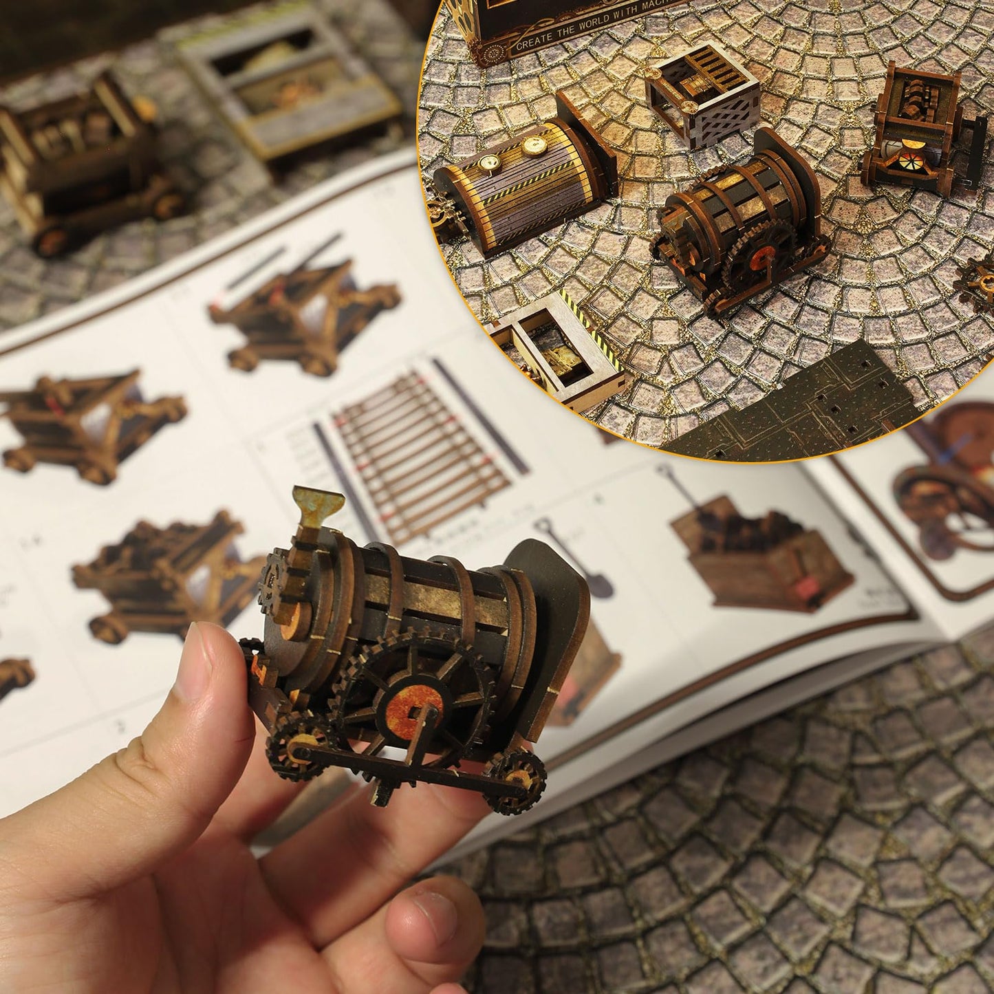 Book Nook, DIY Miniature House Kit, 3D Puzzle Wooden, LED Lights, Decor Crafts for Adults Teen Gifts(Steampunk Industria)