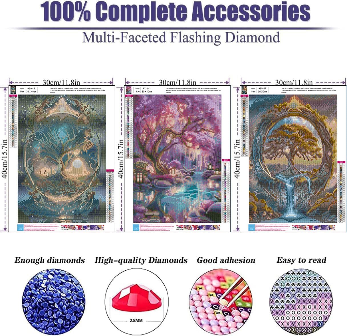 Xylogist 3 Packs Tree of Life Diamond Art Kits for Adults, Tree of Life Diamond Painting for Beginners, 5D DIY Full Drill Diamonds Gem Craft Art Home Wall Decor 12x16 Inch