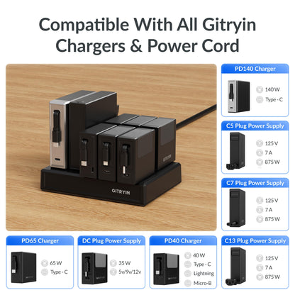 Gitryin Modular Laptop Charging Station, 3 * 140W, 2 * 40W Retractable USB C Chargers, 10 Type C Ports with Cooling Power Strip, 500W Charging Hub