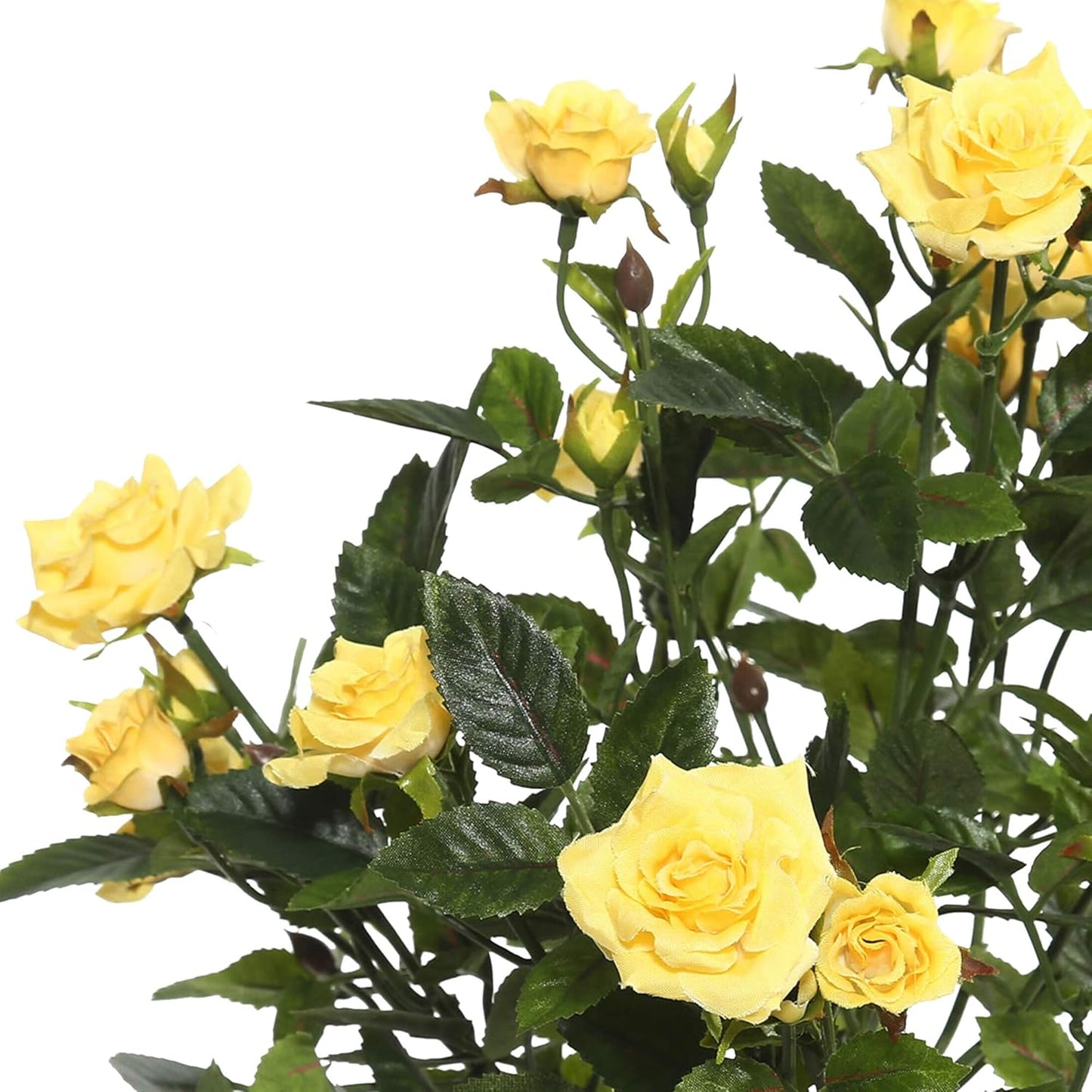 Vickerman 15" Artificial Yellow Mini Diamond Rose Bush - Pack of 5 - Premium Faux Flowers for Wedding or Home Decor