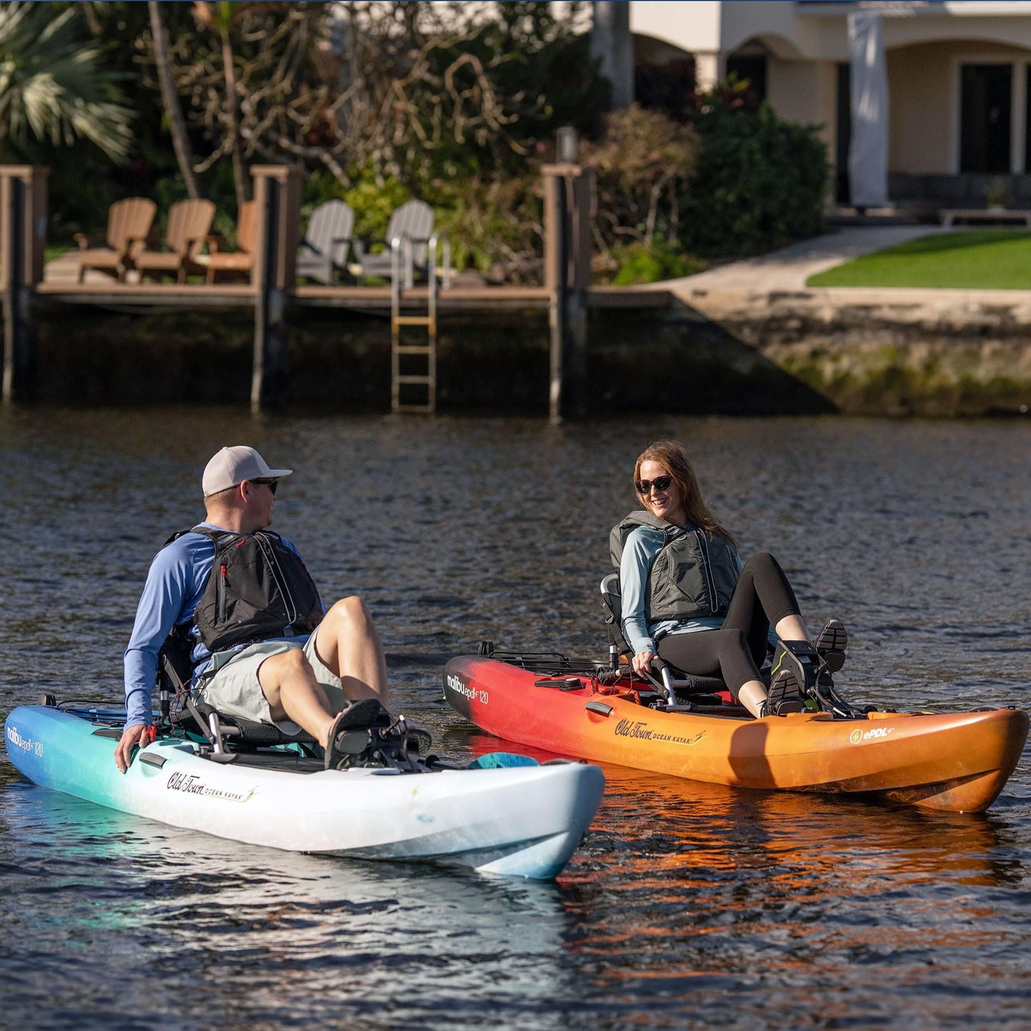 Old Town Ocean Kayak Malibu ePDL+ 120 Solo Sit-on-Top Recreational Pedal & Cruise Control Kayak, 12 ft, Horizon